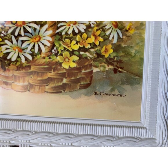 1977 Homco DART Molded Plastic Wall Art Basket of Daisies by Carpenter 21x18 - Picture 12 of 16